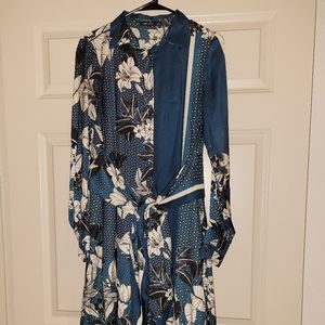 Zara silk print wrap dress